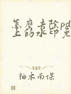 怎么去除pdf上的水印免费