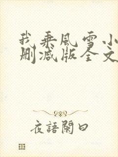 我乘风雪小说未删减版全文阅读