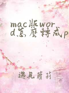 mac版word怎么转成pdf