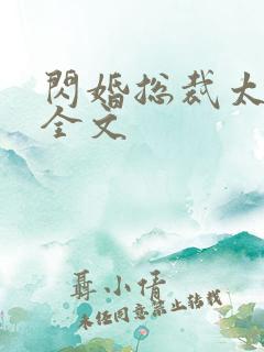 闪婚总裁太霸道全文