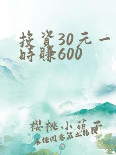 投资30元一小时赚600