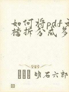 如何将pdf文档拆分成多个