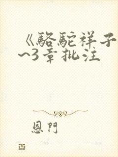 《骆驼祥子》1~3章批注