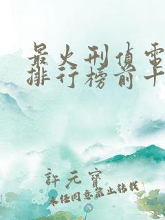 最火刑侦电视剧排行榜前十名