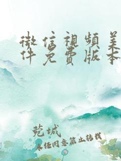 微信视频美颜软件免费版本