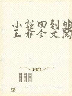 小说回到明朝当王爷全文阅读免费