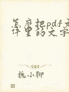 怎么把pdf文件里的文字提取出来