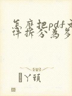 怎么把pdf文件拆分为多个