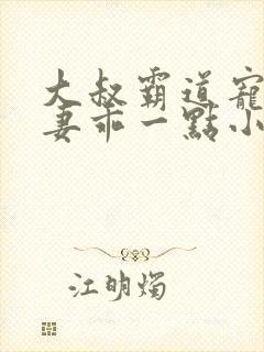 大叔霸道宠小甜妻乖一点小说免费阅读