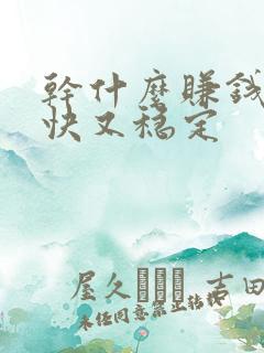 干什么赚钱多又快又稳定