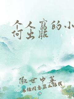 个人写的小说如何出版