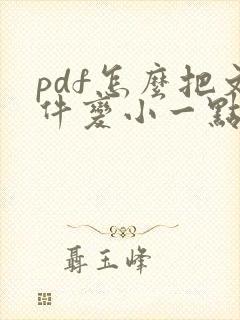 pdf怎么把文件变小一点