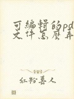 可编辑的pdf文件怎么弄出来