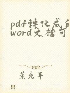 pdf转化成的word文档可以对其进行编辑吗