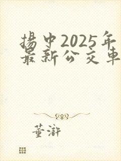 扬中2025年最新公交车路线