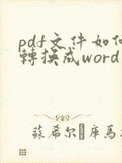 pdf文件如何转换成word文档