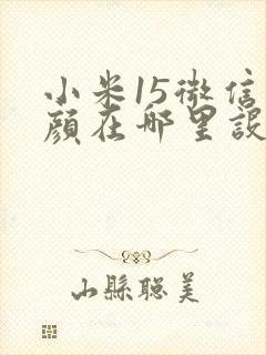 小米15微信美颜在哪里设置