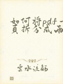 如何将pdf一页拆分成两页