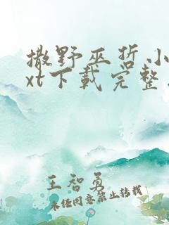 撒野巫哲小说txt下载完整版