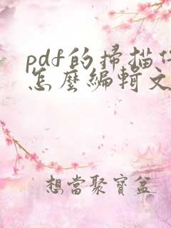 pdf的扫描件怎么编辑文字