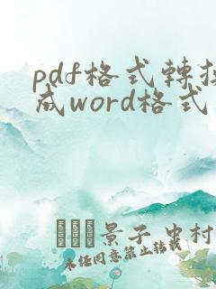 pdf格式转换成word格式怎么转换