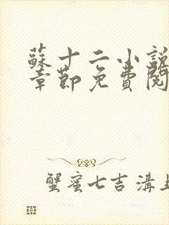 苏十二小说最新章节免费阅读