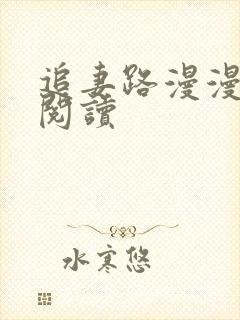 追妻路漫漫免费阅读