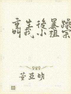 重生后暴躁大佬叫我小祖宗下载全本txt