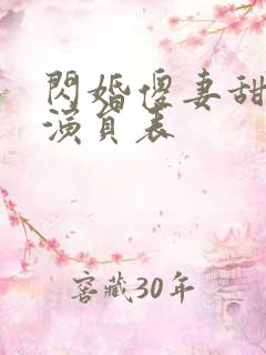 闪婚傻妻甜又野演员表