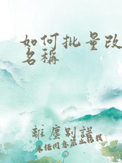 如何批量改文件名称