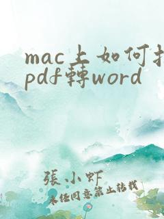mac上如何把pdf转word