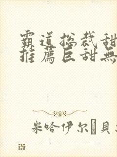 霸道总裁甜宠文推荐巨甜无虐