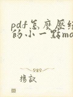 pdf怎么压缩的小一点mac