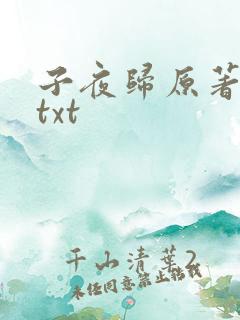 子夜归原著小说txt