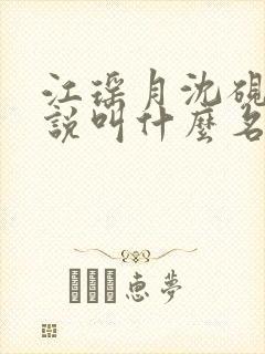 江瑶月沈砚之小说叫什么名字