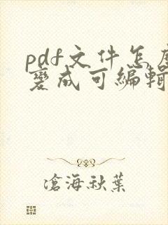 pdf文件怎么变成可编辑文件