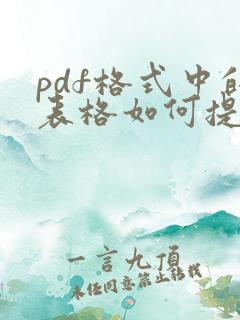 pdf格式中的表格如何提取