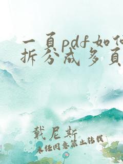 一页pdf如何拆分成多页