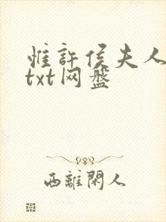 惟许侯夫人小说txt网盘