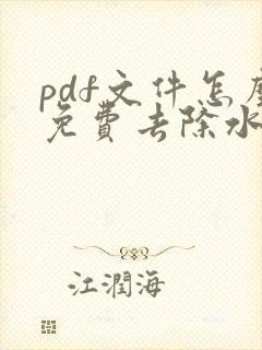 pdf文件怎么免费去除水印