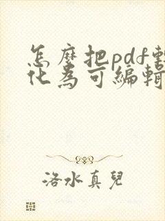怎么把pdf转化为可编辑
