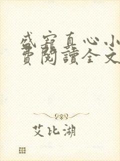 盛宠真心小说免费阅读全文最新章节