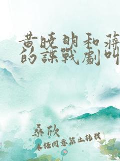 黄晓明和蒋欣演的谍战剧叫什么名字