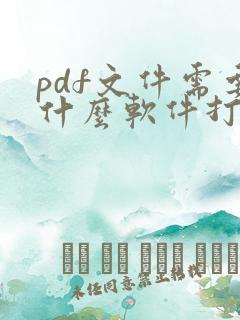 pdf文件需要什么软件打开