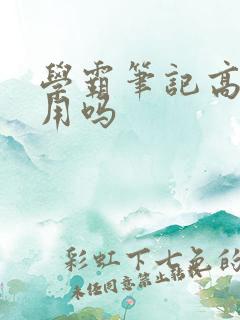 学霸笔记高中好用吗