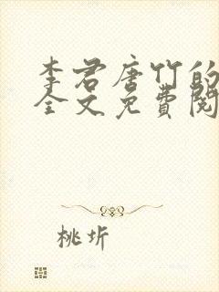 李君唐竹的小说全文免费阅读无弹窗