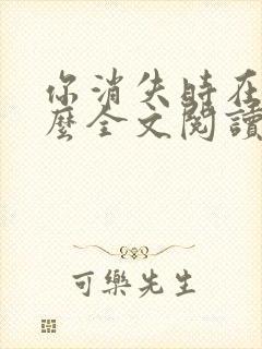 你消失时在想什么全文阅读免费