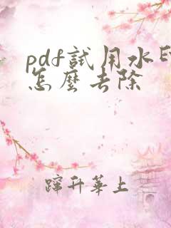 pdf试用水印怎么去除