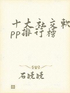 十大社交软件app排行榜