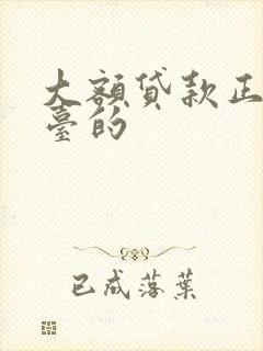 大额贷款正规平台的